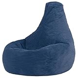 Icon Dalton Sitzsack Kinder, Denimblau, Flauschiger Cord Stoff, Sitzsack Cord mit Füllung, Bequemer Kinder Gaming Sessel, Kuschelsessel, Lese Sessel, Schlafzimmer, Kinderzimmer, Spielzimmer
