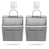 AiQInu 2 Stück Hängende Aufbewahrungstasche, Aufbewahrung mit 5 Fächer, Hochwertigem Segeltuch Lagerung Veranstalter, High Capacity Faltbares Wandorganizer, für Badezimmer, Zuhause, Büro, Wohnmobil