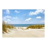 Bilderwelten Strand Fototapete 3D inkl. Kleister 288x190cm - Vliestapete Made in Germany - Fototapete Meer Schlafzimmer - Nordsee Strand Tapete maritim - Tapete Meerblick Wohnzimmer Bad T_2402