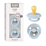 BIBS Colour Schnuller 2er-Pack, BPA-frei, Kirschform Nippel. Naturkautschuk/Latex, Hergestellt in Dänemark. Größe 1 | 0+ Monate | 2-Pack, Baby Blue/Baby Blue