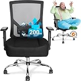 MELOKEA Bürostuhl 200KG XXL mit Großes Federsitzkissen, Breiter Sitz, Stufenlose Neigungsfunktion, Ergonomischer Bürostuhl mit Verstellbare Lendenwirbelstütze und Armlehnen, Schreibtischstuhl 200KG