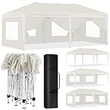 Laneetal Pavillon 3x6 m, Pop Up Faltpavillon, 6 Seitenwände mit Fenster Reißverschlüsse, Gartenpavillon wasserdicht winterfest UV-Schutz, für Garten, Camping, Strand, Grill, Beige