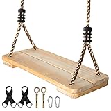EXTFANS Schaukel Holz, Verdicken Holzschaukel Outdoor, Kinderschaukel mit Einstellbares Seil, 40 * 16 * 1,6cm, Holzschaukel Erwachsene bis 100 kg, Schaukelsitz für Innen und Außenbereich, Garten