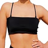 MYLILY Bikini Oberteil Bandeau | Bandeau Top Damen | Abnehmbare Träger und Trägerlos | Bandeau Bikini | Bikini Oberteil Schwarz (L)