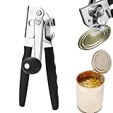 Dosenöffner Manuell, Professioneller Edelstahl Büchsenöffner mit Magnetheber und Ergonomisch Gebogener Griff, Multifunktional Rutschfest Robust Dosenöffner, Glatte Kante für Senioren Küche