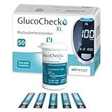 GlucoCheck XL Blutzuckerteststreifen 50 Stück, zur Kontrolle des Blutzucker-Wertes (Gerät ist nicht enthalten!)
