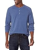 Amazon Essentials Herren Henley-Shirt mit Langen Ärmeln und normaler Passform (erhältlich in Big & Tall), Blau Heide, XL