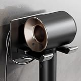 ULMDUEAEE Aluminium Fönhalter ohne Bohren - Mit Kabelaufbewahrung, Föhn Halterung Wandhalterung, föhnhalterung Bad ohne Bohren, Haartrocknerhalter für Bad, Barbershop, Hotel (Schwarz)