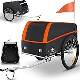 KESSER® Fahrradanhänger Lastenanhänger Transportanhänger Hochdeichsel mit Kupplung, Inkl. Abdeckung Klappfunktion Hochdeichsel Anhänge für Fahrrad Transportbox mit 120 Liter Max. 40 kg Orange