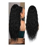 Pferdeschwanzverlängerung, 66 cm, Kordelzug, langes, lockiges, natürlich gewelltes synthetisches Haarteil for Frauen, for den täglichen Gebrauch, Party Für den täglichen Gebrauch(Black)