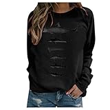 PPangUDing Damen Langarmshirt Sweatshirts Elegante Rundhalsausschnitt Loose Gedruckt Pullover Tops Outdoor Casual Sweatjacke Bluse Shirt Tunika Tops Oberteile