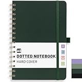 PYNEX Notizbuch A5 Dotted, Hardcover,Notebook, Notizblock Spiralbindung With 140 Blatt 100GSM, Tagebuch für Erwachsene,Schule - Dunkelgrün