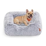 Feandrea Hundebett, mittelgroßes Hundekissen, 71 x 55 x 18 cm, Hundekorb, weiche Polsterung, Hundesofa, erhöhte Ränder, Bezug abnehmbar und waschbar, rutschfest, Ombré-Grau PGW271G01