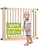 BOMI Türschutzgitter Miko PEFC geprüftes Buchenholz 63-161 | Ohne Bohren | 90° Stop |Tuerschutzgitter XXL Durchgang | Treppengitter zum Klemmen für Baby