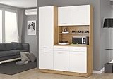 Buffet Küche Mario 150cm Küchenzeile Küchenblock Einbauküche Weiss Eiche Artisan