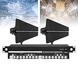 Nicvrea UHF-Antennen-Stromverteilungssystem, drahtloser Mikrofon-Signalverstärker mit 2 Antennenpaddeln Frequenzbereich 450–950 MHz, Signalverstärkung bis 500 m 16Input