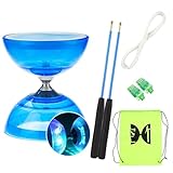 TopHomer Diabolo Freiläufer mit kugellager Dreifache Lagerung Set, 4 Farben Blinkendes Dreifachlager-Diabolo mit Ersatzseil 10m, Profi-Stange, Netzbeutel