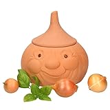 MamboCat Zwiebeltopf Zwiebel-Behälter Terracotta Tontopf rund für ca 900g Zwiebeln I Lustige Vorratsdose Zwiebeln Topf Zwiebel-Dose I Vorratsbehälter für Zwiebeln Aufbewahrung Topf mit Deckel