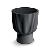 Tymar Blumentopf mit Einsatz, Blumenkübel aus Kunststoff, Übertopf, Pflanzkübel Gross(DBMIS Schwarz,ø 24 cm)