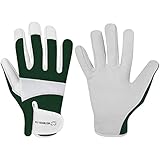 WESTWOOD FOX Gartenhandschuhe aus Leder,robuste Arbeitshandschuhe für Damen und Herren, Gartenwerkzeuge, Mechaniker, atmungsaktiv, Gärtner, rutschfeste Rigger-Handschuhe (Grün, L)
