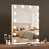 Hansong 40x50 Hollywood Spiegel - Spiegel mit Beleuchtung 14 LED, schminkspiegel mit Beleuchtung 3 Modi, Schminktisch Spiegel, Tisch- und Wandmontage