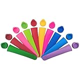 Janety 10 Stück Eisformen Silikon, mit Deckel Eis am Stiel Formen, Ice Pop Maker wiederverwendbar, Wassereis Formen Popsicle,BPA frei Wassereisfolie Eis am Stiel für DIY Sommer Eis