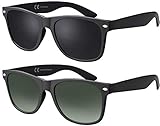 La Optica B.L.M. Herren Sonnenbrille UV400 Schutz Damen Retro Vintage - Party Festival JGA Sport Set Matt Schwarz (Gläser: Grau, Grün Verlauf Gradient)
