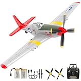 fisca P51D RC Flugzeug, 4CH RC Flugzeug mit Hochgeschwindigkeitsmotor, Ferngesteuertes Flugzeug mit Xpilot Stabilisierungssystem & Kunstflug, Ferngesteuertes Flugzeug Kinder (Silber)