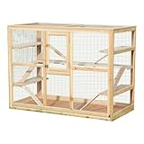 Melko Kleintierkäfig aus Holz, 120 x 60 x 90 cm, inklusive 6 Rampen,Nagervilla Hamsterkäfig Mäusekäfig