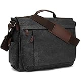 CALIYO Umhängetaschen Herren aus Canvas Schultasche Queformat A4 Laptoptasche für 15,6 Zoll Laptop Arbeitstasche Aktentasche Herren Tasche Umhängen Messenger Bag für Outdoor Camping Reisen Täglich