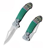 Hangdong Outdoor Messer,Klappmesser Jagdmesser Taschenmesser Werkzeuge für Camping Wandern,Weihnachtstag Männer Geschenke (grün)