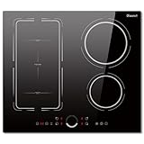 Disaenvir Kochfeld Induktion 4 Platten 60cm Autark 7200W, Einbau Flex Induktionsfeld 220v, Autarkes Induktionskochplatte Funktion Boost, 9-Leistungsstufen, Touch Control, Timer, Anti-Touch-Funktion