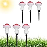 Pilz Solarleuchten, Solar Garten Ornamente, 6 Stück Solar Pilz Gartenleuchten LED Pilz Solarleuchten Outdoor Wasserdicht Solar Pilz Ornamente String Stake Lampe