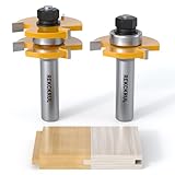 REKCKRUL Nut- und Federfräser-Set, 1,27 cm Schaft, 3 Zähne, verstellbar, T-Form, Holzfräser für Schränke, Bodenbeläge und Holzbearbeitung, 2 Stück