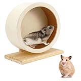 Tkxjry 15cm Leise Laufrad Hamster, Kleintierzubehör Laufrad, Hamster Holzlaufrad, Nagerlaufrad, Kommt mit 2 Anti Rutsch Pads, für Hamster, Rennmäuse, Chinchillas