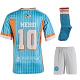 Qycksouth Inter Miami #10 Trikot Kinder Fußballtrikot, 2024 Neue Saison, Trikot Kinder Sets Shorts for Unisex, Sporttrikot, Fußball-Trainingstrikots, Trikot Kinder Shorts Set mit Geschenk (140-#10)