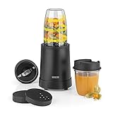 N8WERK Nutrition Mixer in der Midnight Edition | Standmixer für Smoothies und Cocktails, Ice Crush Funktion, Edelstahlklingen | 700 ml und 350 ml Mixbehälter mit To-Go-Deckel, 800 Watt, Schwarz