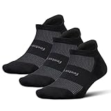 Feetures Hochleistungs-Kissen No Show Tab Solid – Lauf- und Sportsocken für Damen und Herren, feuchtigkeitsableitend, 3 Stück, Schwarz, Large