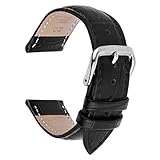 TIESOME Uhrenarmband, Schwarz Vintage Leder uhrenarmbänder mit Edelstahl Schnalle Ersatzarmband Quick Release Ersatzarmbänder für Herren Damen 22MM
