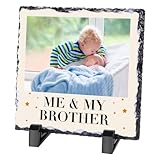 Bilderrahmen aus Schiefer, personalisierbar, Aufschrift 'Me and My Brother', Baby-Andenken, Geschwister-Bilderrahmen, Geschenk für Mädchen oder Jungen, Geschenk für große Brüder oder Bruder