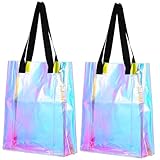 UPKOCH 2 Stück Transparente PVC Strandtasche Holografisch Großes Fassungsvermögen Lässige Tote Bag Damen Einkaufstasche Für Arbeit Freizeit Urlaub