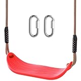 Ausbond Kinderschaukel Outdoor Schaukelsitz mit verstellbarem 2m Seil und 2 Verschluss, Robuste Schaukel für Garten und Indoor, Kinder,Rot