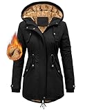 Vancavoo Winterjacke Damen Jacke Winter Warm Winterparka Gefüttert Mantel Parka Lang Wintermantel Elegant Wasserabweisend Outdoor,Schwarz,L