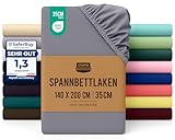 Utopia Bedding - Spannbettlaken 140x200cm - Grau - Oeko-Tex Zertifiziertes Gebürstete Polyester-Mikrofaser Spannbetttuch - 35 cm Tiefe Tasche