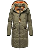 Navahoo Damen Wintermantel Warmer Steppmantel aus recyceltem Material mit Kapuze Bliblablubb 14 Olive Forest Gr. L