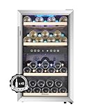 Kalamera Weinkühlschrank 2 zonen, Edelstahloptik, 45 Flaschen (bis zu 310 mm Höhe), 120 Liter, Zwei Kühlzonen 5-10°C/10-18°C, Freistehend, KRC-45BSS