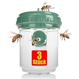 BigDean 3 Stück Wespenfalle für draußen in Grün – Lebend Falle zum Aufhängen und Aufstellen perfekt für Bienen, Wespen & Hornissen geeignet