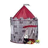 Relaxdays 10022457 Spielzelt Ritterburg, Kinderzelt Jungen, Ritterzelt für Kinder ab 3 Jahre, HxBxT: 125 x 105 x 105 cm, grau