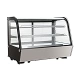GastroHero Kühlvitrine 160 Liter I Buffet Vitrine +2 °C und +6 °C mit LED I Kühlvitrine Gastro schwarz I Kühltheke mit Glastür & Umluft I abschließbar