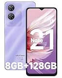 Ulefone Note 21 Handy Android 14, 8GB RAM+128GB ROM/SD-1TB, 6.56' HD+ Octa Core, 5000mAh Akku, 13MP+8MP Kamera Smartphone Ohne Vertrag Widevine L1 Dual SIM 4G/Fingerprint/Face ID/GPS/OTG/FM Lila